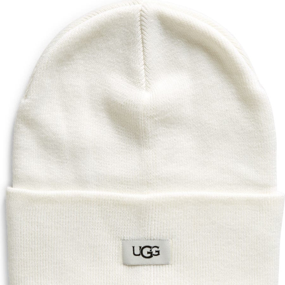 UGG Off-White Ribbed Cuff Beanie